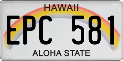 HI license plate EPC581