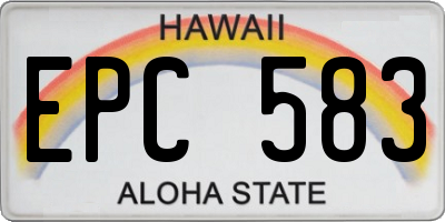 HI license plate EPC583