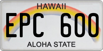 HI license plate EPC600