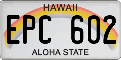 HI license plate EPC602