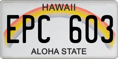 HI license plate EPC603