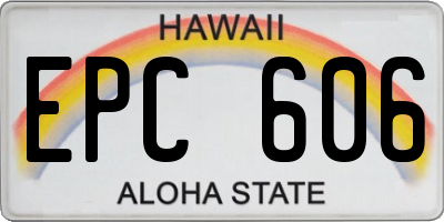 HI license plate EPC606