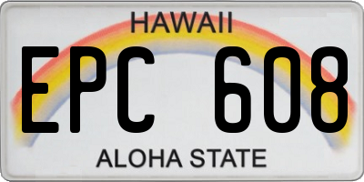 HI license plate EPC608