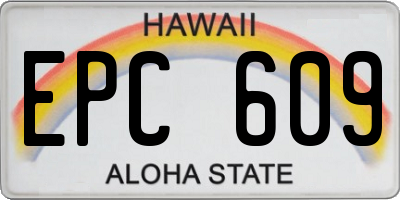 HI license plate EPC609