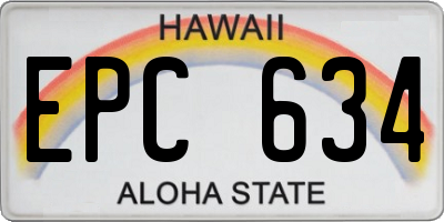HI license plate EPC634