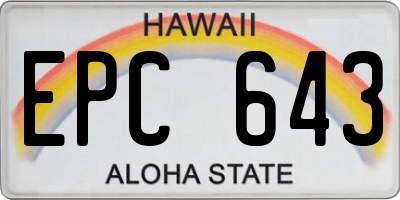 HI license plate EPC643