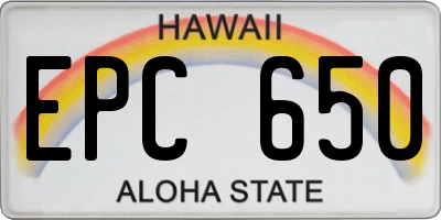 HI license plate EPC650