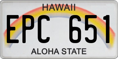 HI license plate EPC651