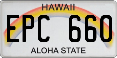 HI license plate EPC660
