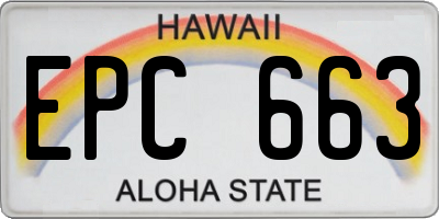 HI license plate EPC663