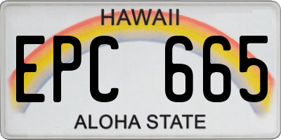 HI license plate EPC665