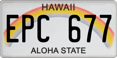 HI license plate EPC677