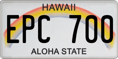HI license plate EPC700