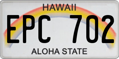 HI license plate EPC702