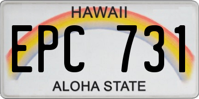 HI license plate EPC731