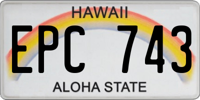 HI license plate EPC743
