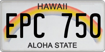 HI license plate EPC750