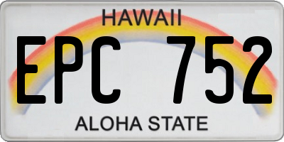 HI license plate EPC752