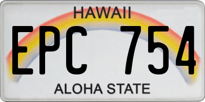 HI license plate EPC754