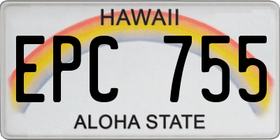 HI license plate EPC755