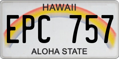 HI license plate EPC757
