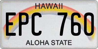 HI license plate EPC760