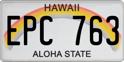 HI license plate EPC763