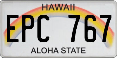 HI license plate EPC767