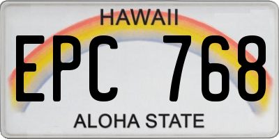 HI license plate EPC768