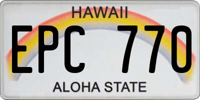 HI license plate EPC770
