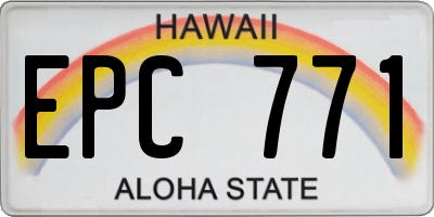 HI license plate EPC771