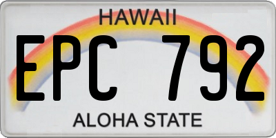 HI license plate EPC792