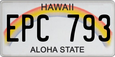 HI license plate EPC793