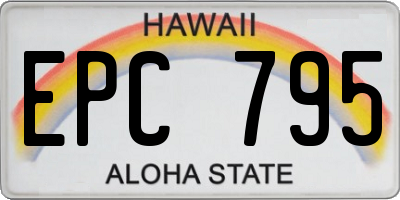 HI license plate EPC795