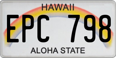HI license plate EPC798