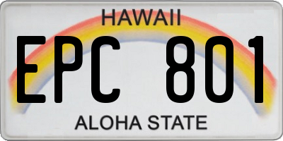 HI license plate EPC801