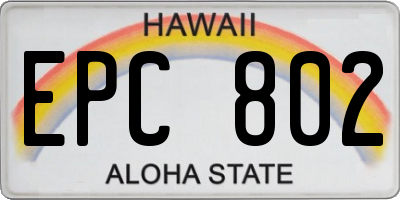 HI license plate EPC802