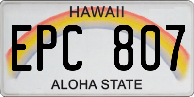 HI license plate EPC807