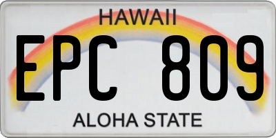 HI license plate EPC809