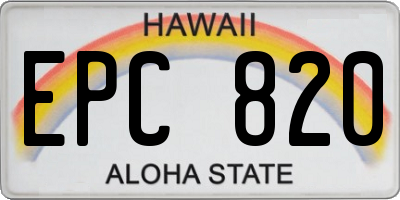 HI license plate EPC820