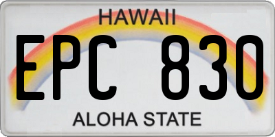 HI license plate EPC830