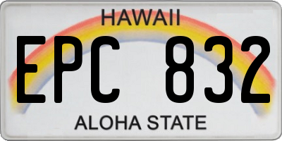 HI license plate EPC832