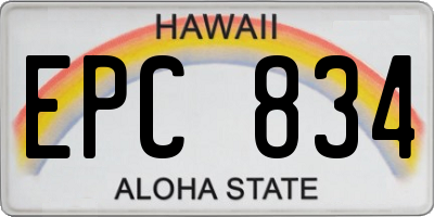 HI license plate EPC834