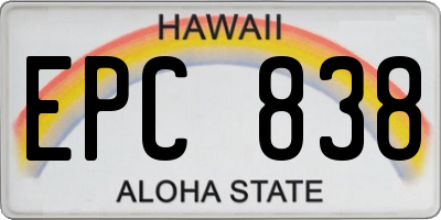 HI license plate EPC838