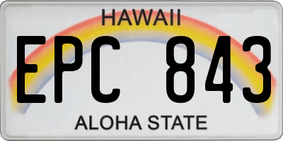HI license plate EPC843