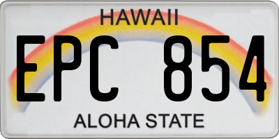 HI license plate EPC854