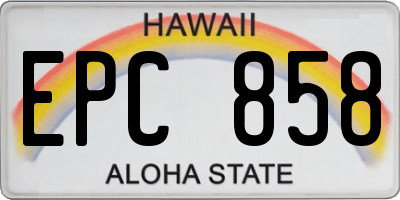 HI license plate EPC858