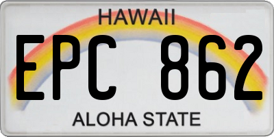 HI license plate EPC862