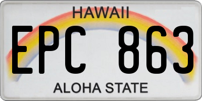 HI license plate EPC863