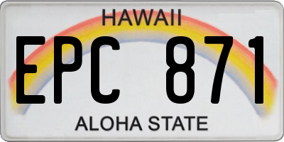 HI license plate EPC871